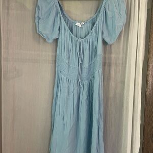 Missguided+ Light Blue Milk maid Dress with Puff Sleeves